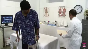 Doc licks massive black cock in exam room