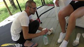 bts of the scene: (wet) ferrero elite interracial, the amazing blonde coco de wit gets trained and massage by 2 bbc, pee drinking, dvp, dap, atm.