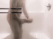 14 Inch and THICK Cock Shower and Jerk Off