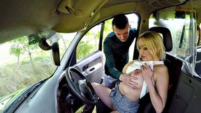 Euro cabby with round booty pounded hard in doggystyle after giving a hot handjob