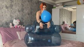 Sabina's Squeaky Balloon Tease and Humping Inflatable Chair