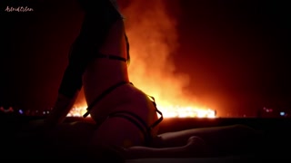 51 Passionately fucking in front of the fire at the BURNING MAN FESTIVAL