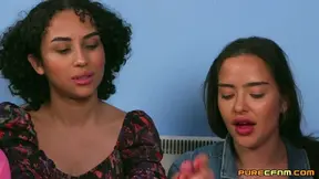 Brunette Honour May enjoys during rough orgy with her friends