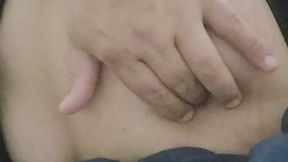 Walking in public parking showing off my belly