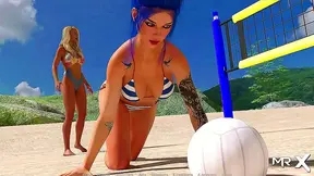 Busty Anime Vixens Heat Up Steamy Beach Volleyball Encounter in 3D Hentai Fantasy