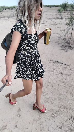 Layboy Femboy in Mini Dress and Heels Walking in Very Hot Public   Clip 1