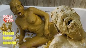 Peanut Butter Monster! Completely Covered Jerking Off!
