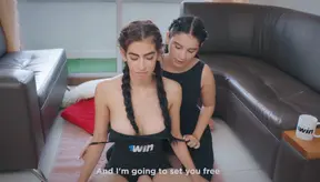 Brunette teacher licks pussy and gapes ass in yoga class