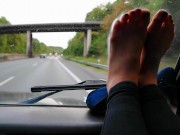 Sweaty Nylon Feet Playing On The Windshield