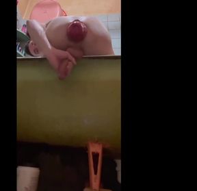 Masturbating a Cock and a Protruding Prolapse