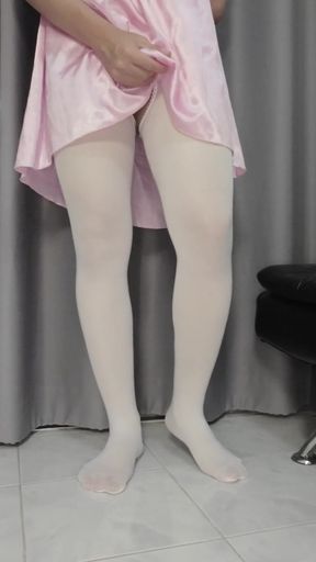 Sissykanisa's Lingerie Collection Ep17: White Open Crotch Pantyhose