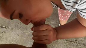Full-figured MILF surprises young Latino man with parking lot blowjob