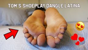 Bella&#039;s Feet Soles in Worn Out TOMS, Latina Thick Soles in Shoeplay, Shoe Dangle Size 8 Feet Giantess Latina POV Candid