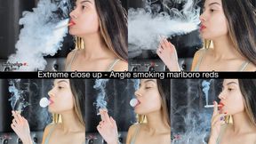 Extreme close up - Angie smoking marlboro reds!