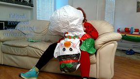 BBW Mature Redheaded Nurse Vicki Blows up Inflatable Snowman for You