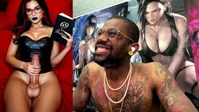 transgender stepmom jerks off while cumming and reading smut, ai generated