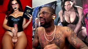 transgender stepmom jerks off while cumming and reading smut, ai generated