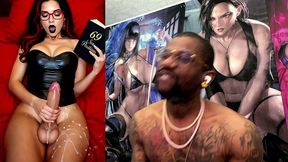 transgender stepmom jerks off while cumming and reading smut, ai generated