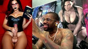 transgender stepmom jerks off while cumming and reading smut, ai generated