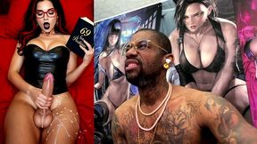 transgender stepmom jerks off while cumming and reading smut, ai generated