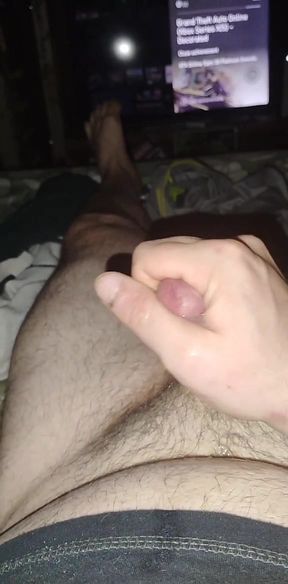 Messing around with my cock for cumshot