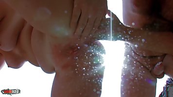 Big booty mature blonde gets anally fucked on the beach