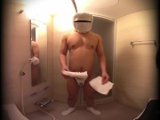 Wearing Japanese mask and arm protectors