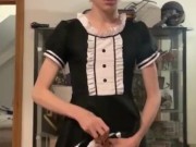 Pretty Teen Maid Boy Jerks off and Cums in Panties