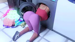 Big-Ass Busty MILF Tempts Him During Laundry