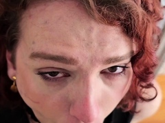 Amateur shemale tranny facialized after a blowjob