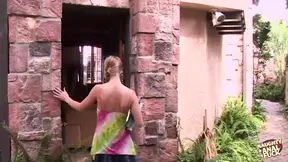Blonde housekeeper eats pussy and gets dirty anal pleasure