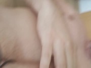horny man constricts his penis with cable and cums at the same time