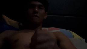 Filipino stud with enormous cock jacks off to a cum shot