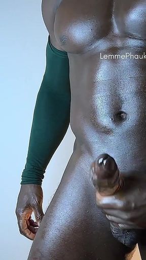 Muscular Black Monster Makes His Black Dick Cum Dripping