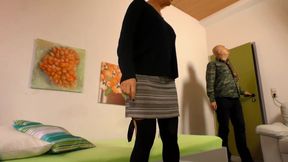 Blonde tattooed mature loves riding big cock on the couch