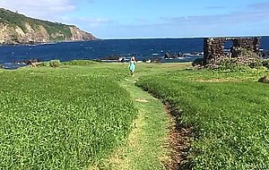Gorgeous blonde anikka albrite posing among cloud-shrouded mountains