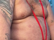 Gainer piggy gets off with penis pump