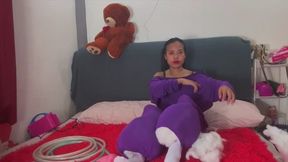 Looner Camylle Stuffs Her Purple Jumper With Balloons And Cotton