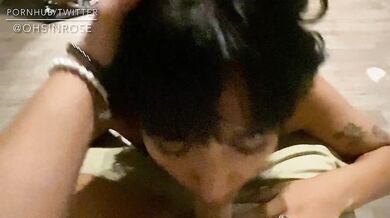 Emo teen takes thick cock in her throat raw