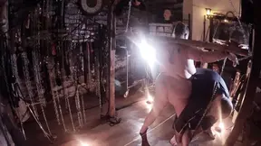 Mature BBW dominated in dungeon with wax and heat play