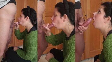 Italian amateur deepthroat with cum in mouth