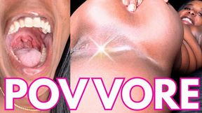 POV Vore - A same size vore scene featuring mouth fetish, vore chat, POV, sext, and ebony vore - 1280 MP4