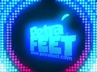 Petra plays with balloons and her feet