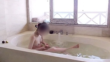 Bathing scene at a resort hotel