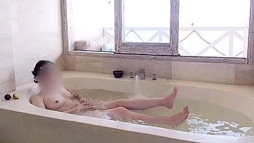 Bathing scene at a resort hotel