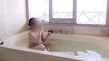 Bathing scene at a resort hotel