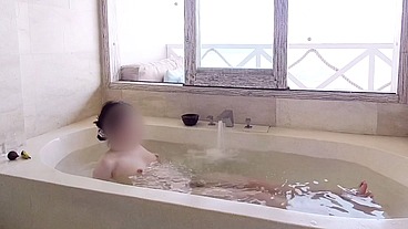Bathing scene at a resort hotel