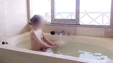 Bathing scene at a resort hotel
