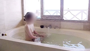 Bathing scene at a resort hotel