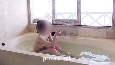 Bathing scene at a resort hotel